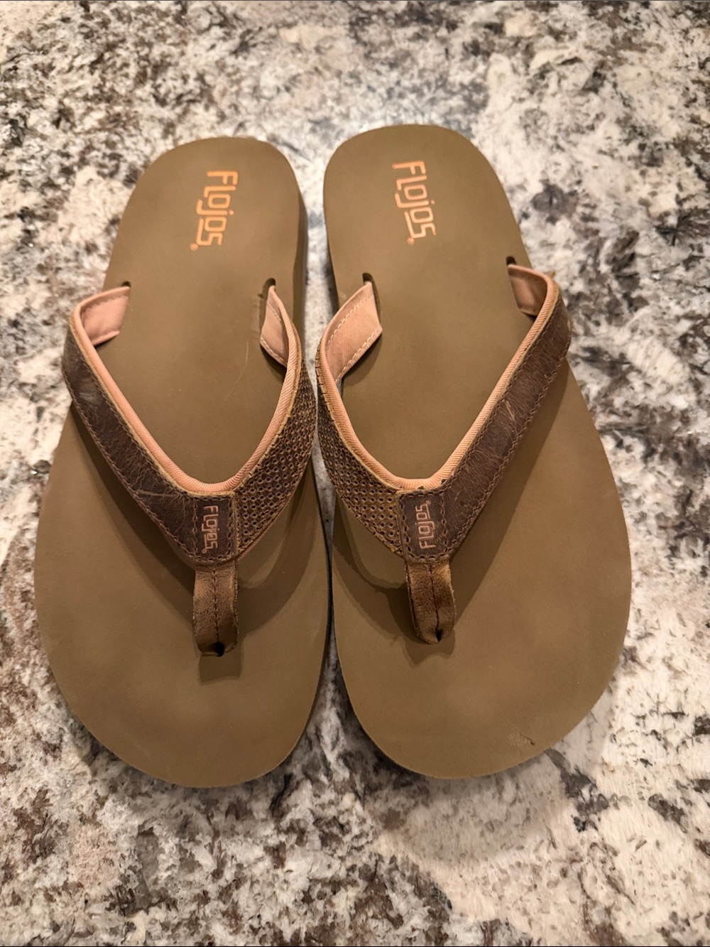 Flojos Women’s Tan Brown Leather Flip Flops